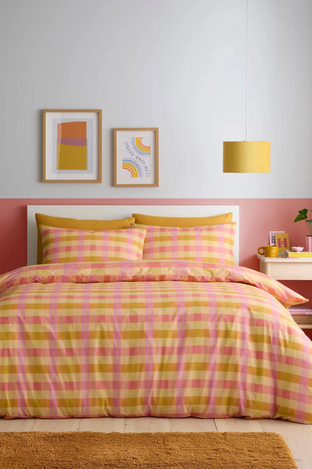 Fusion 'Block Check' Easy Care Duvet Cover Set in Orange 4