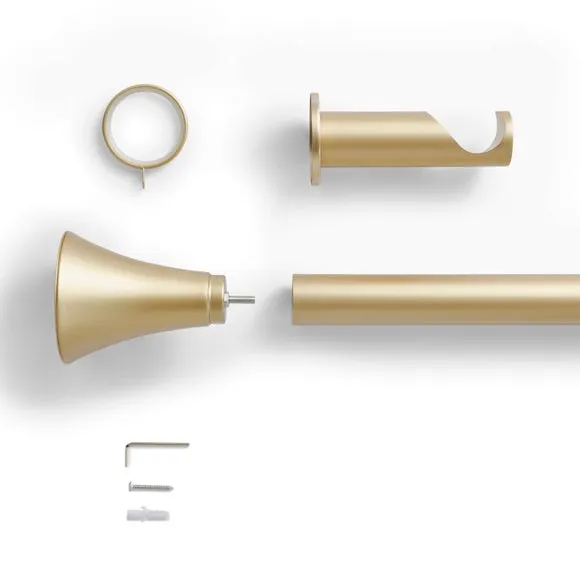 Flush Trumpet Fixed Metal Curtain Pole with Rings 2
