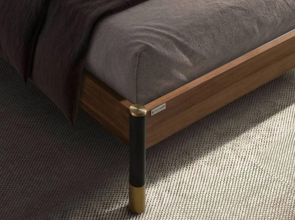 Angel Cerda Dark Grey Leatherette Double Bed, Walnut Veneer 5