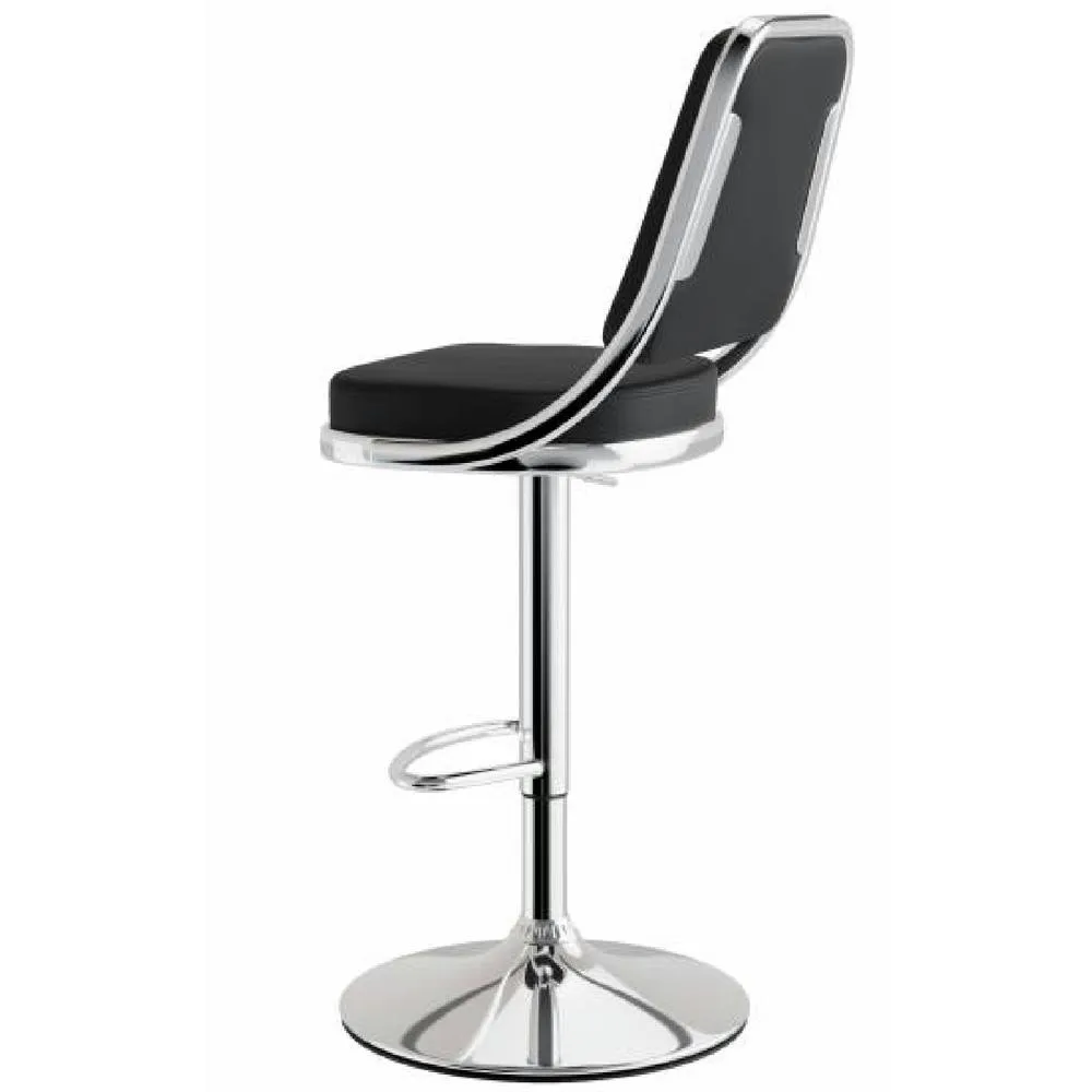 netfurniture Romano Kitchen Bar Stool Black Padded Seat & Back Height Adjustable 6