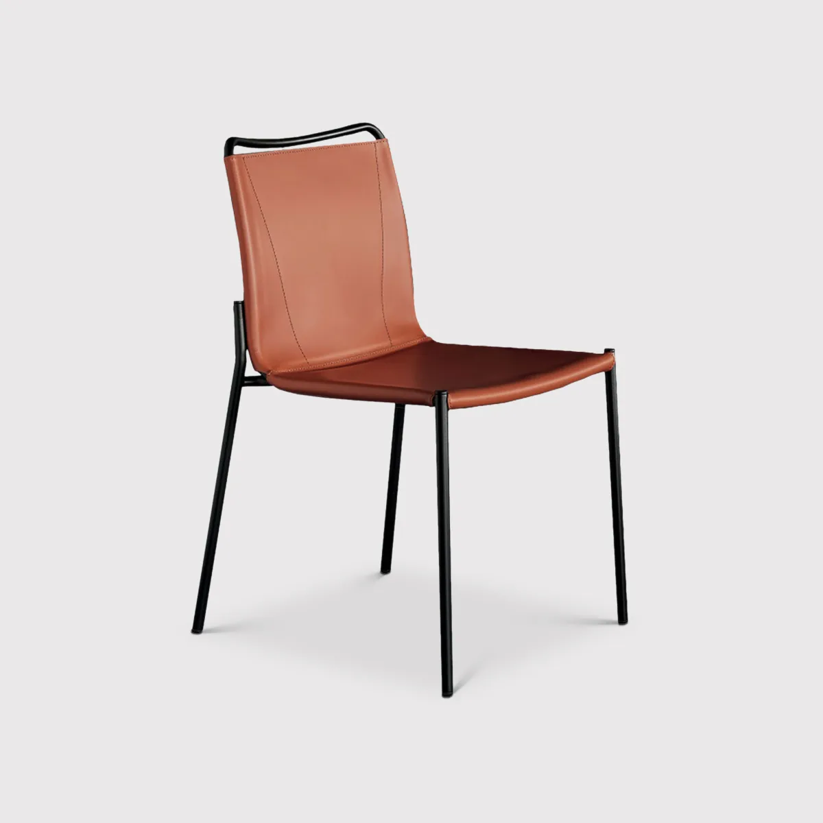 Bontempi Shape Dining Chair, Brown Leather | Barker & Stonehouse