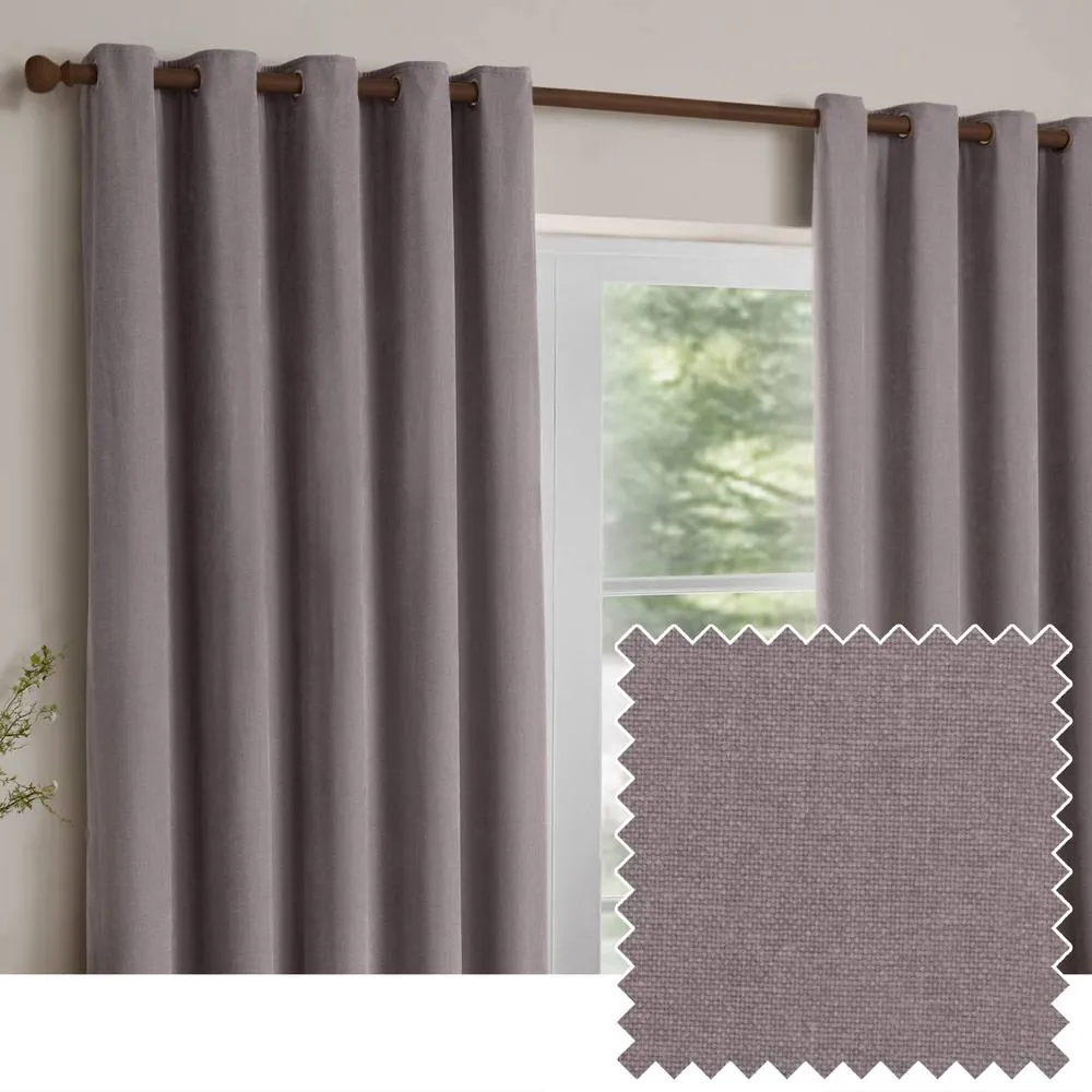 Yard Heavy Chenille Velvet Room Darkening Eyelet Curtain Pair in Mauve 1