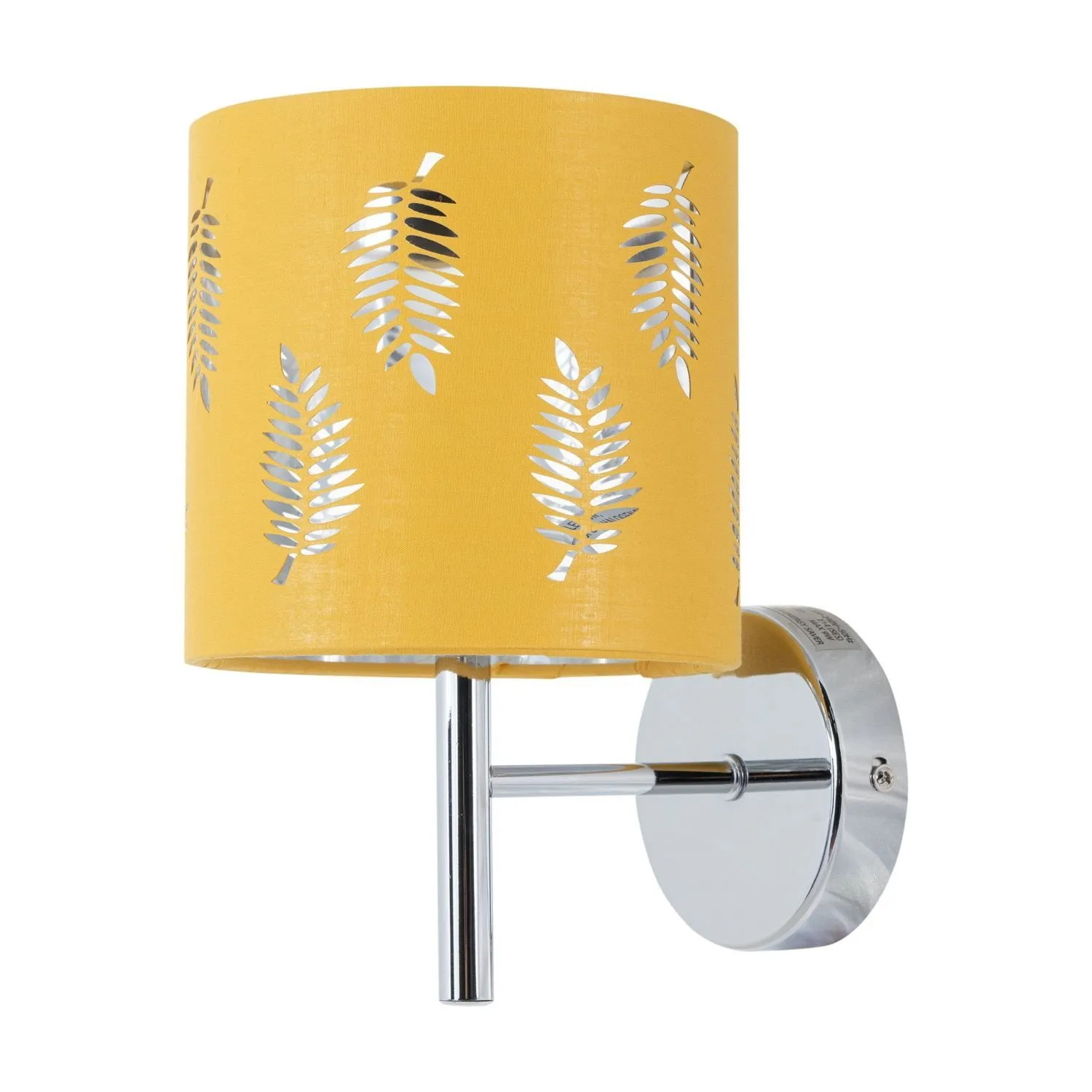 First Choice Lighting Brea - Chrome Wall Light with Ochre Fern Shade in Silver