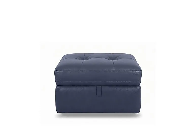 Drift Leather Storage Footstool - BV Ocean Blue - Living Room Furniture - In Time for Christmas