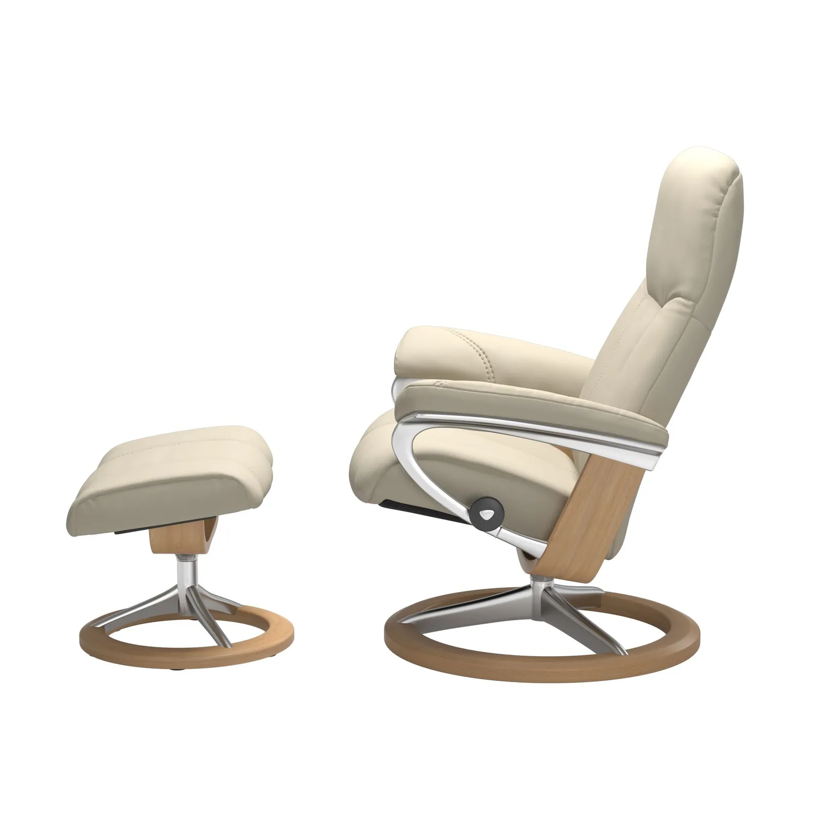 Stressless Consul Small Recliner Chair & Footstool Quickship, Neutral Leather | Barker & Stonehouse 2