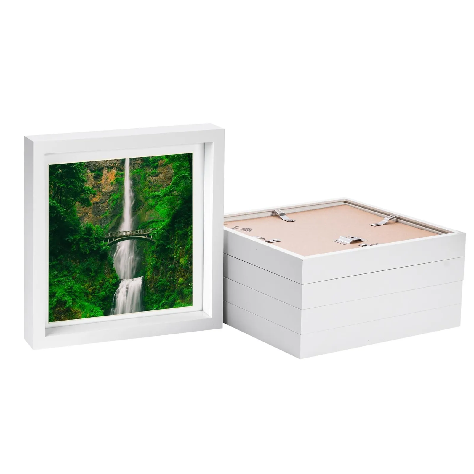 Nicola Spring 10" x 10" White 3D Box Photo Frames - 8" x 8" Mount - Pack of 5 1