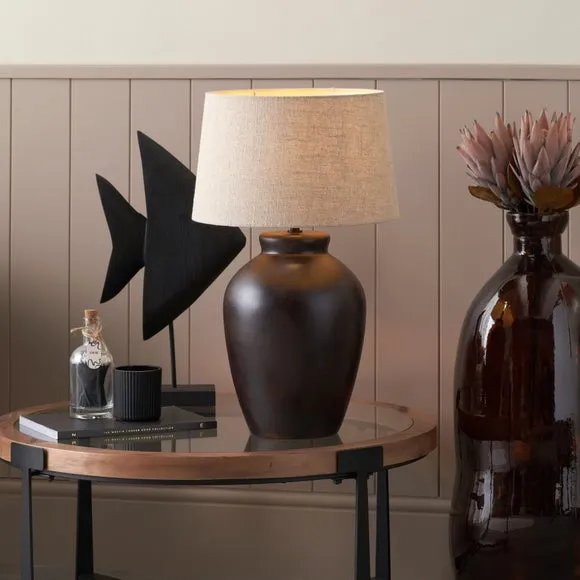 Pacific Lifestyle Espresso Brown Glaze Effect Ceramic Table Lamp