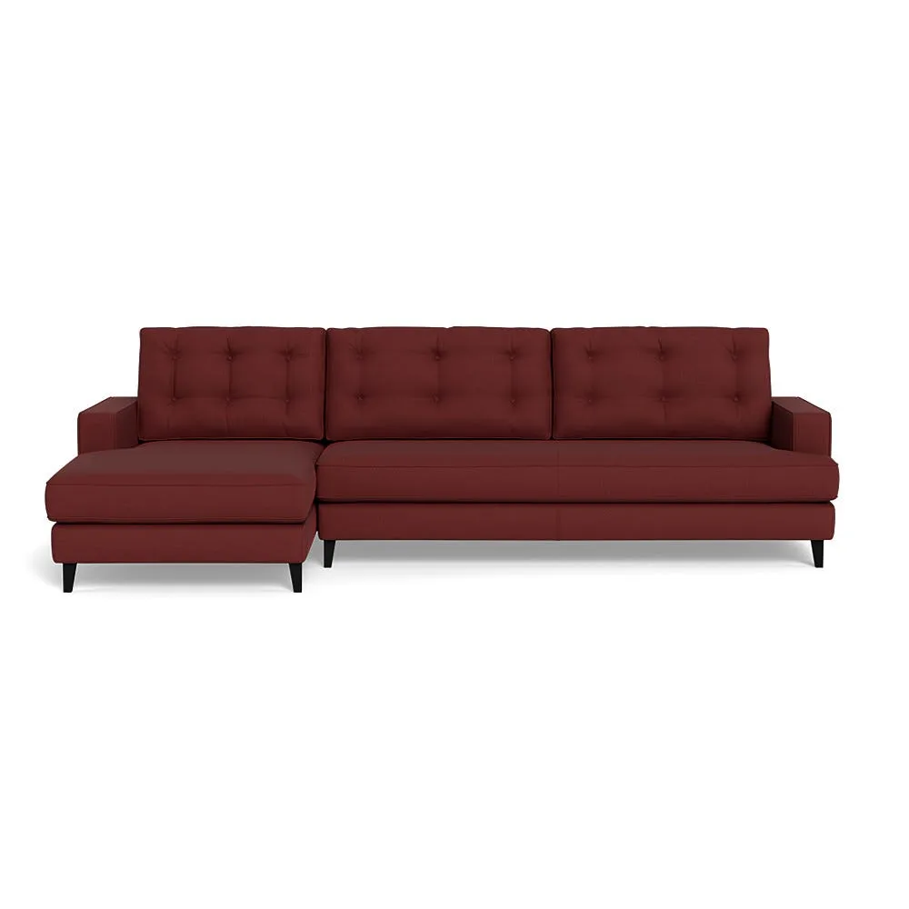 Heal's Mistral Left Hand Facing Corner Sofa Capelo Linen-Cotton Etruscan Red Black Feet 1