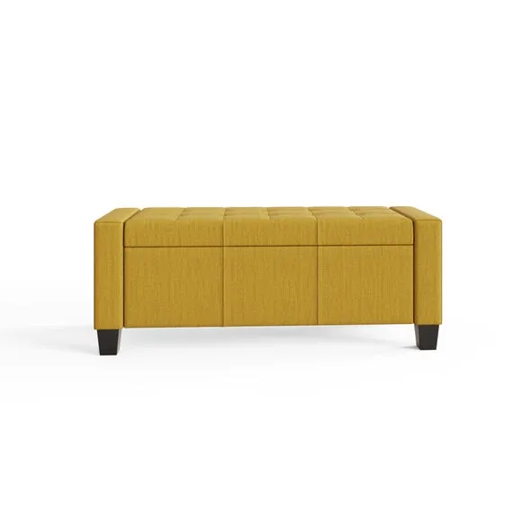 Verona Upholstered Ottoman Bench, Mustard 5