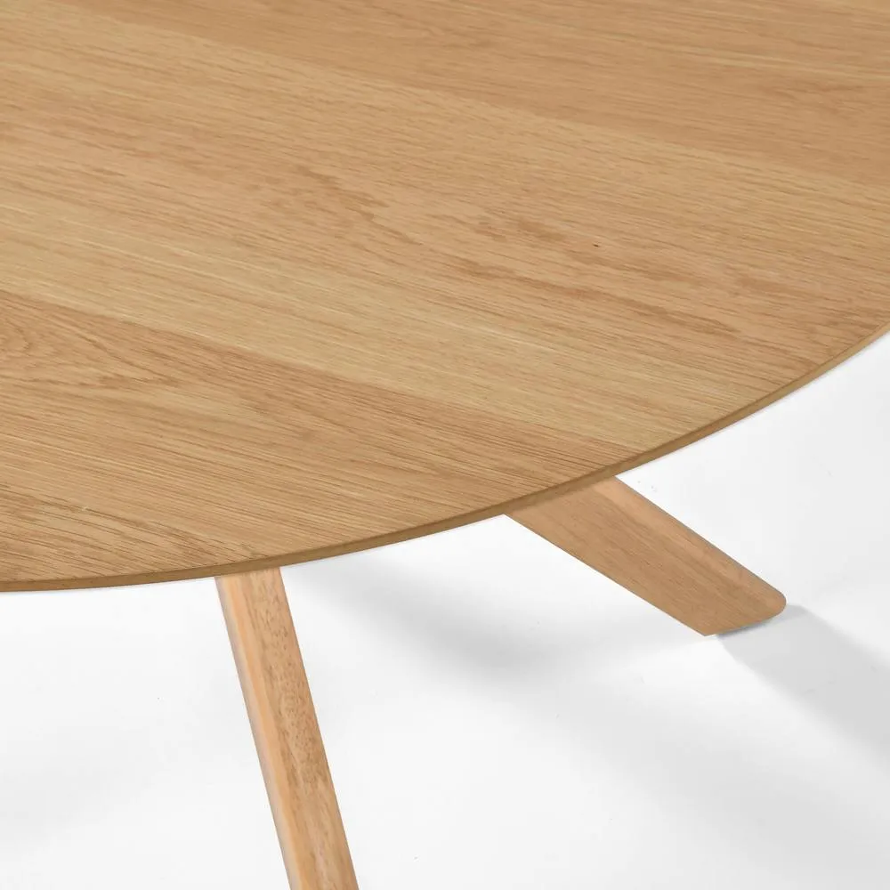 FurnitureboxUK Mette Round Oak Veneer Wood 4-6 Seater Dining Table in Light Brown 4