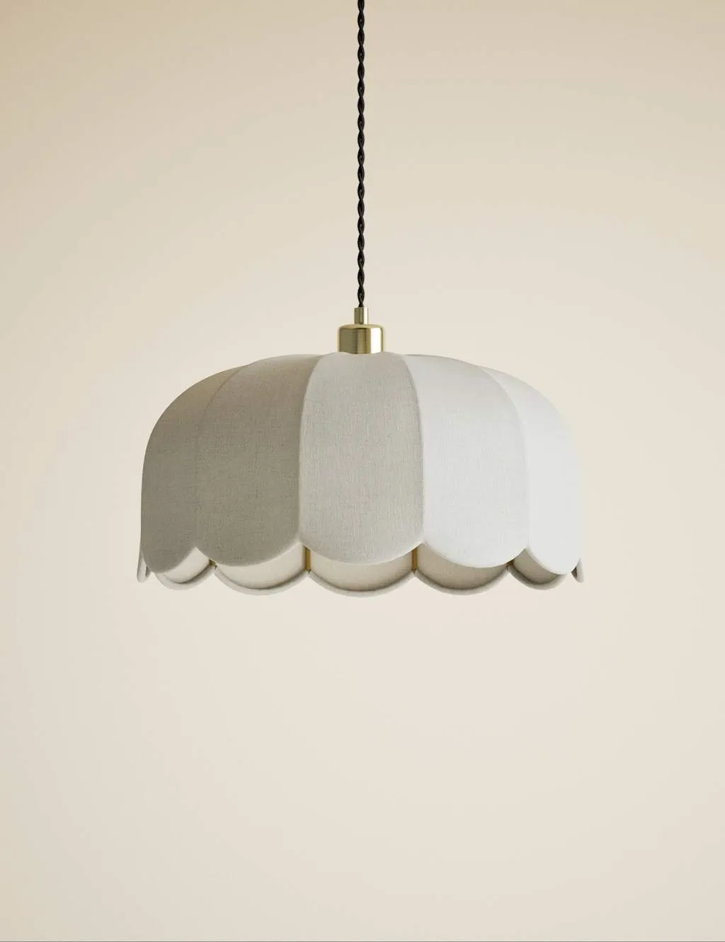 M&S Skeletal Petal Fabric Scallop Pendant Light Natural