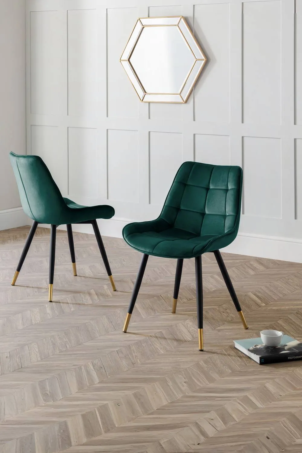 Julian Bowen Hadid Upholstered Dining Chair (Set of 2) in Green 2