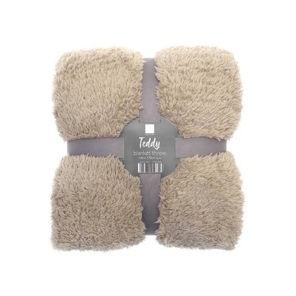 Ribbon Teddy Fleece Throw in Natural