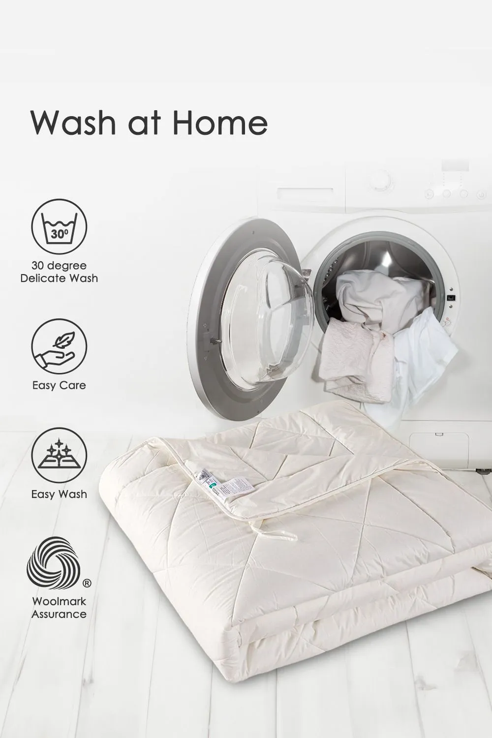 Homescapes Premium Heavy Wool Duvet Warm & Washable in White 6