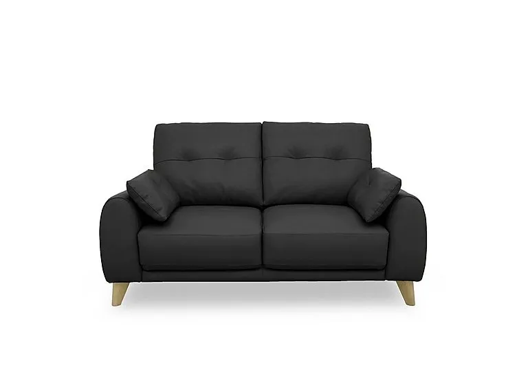 Malmo Leather 2 Seater Sofa - Classic Black