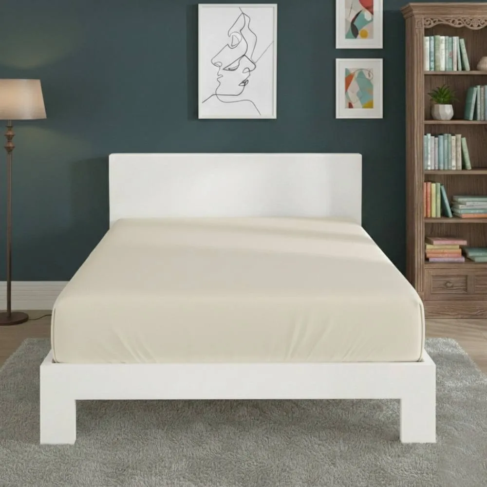 Snug City Polycotton Fitted Sheet Extra Deep 40cm Skirt Easy Care in Cream