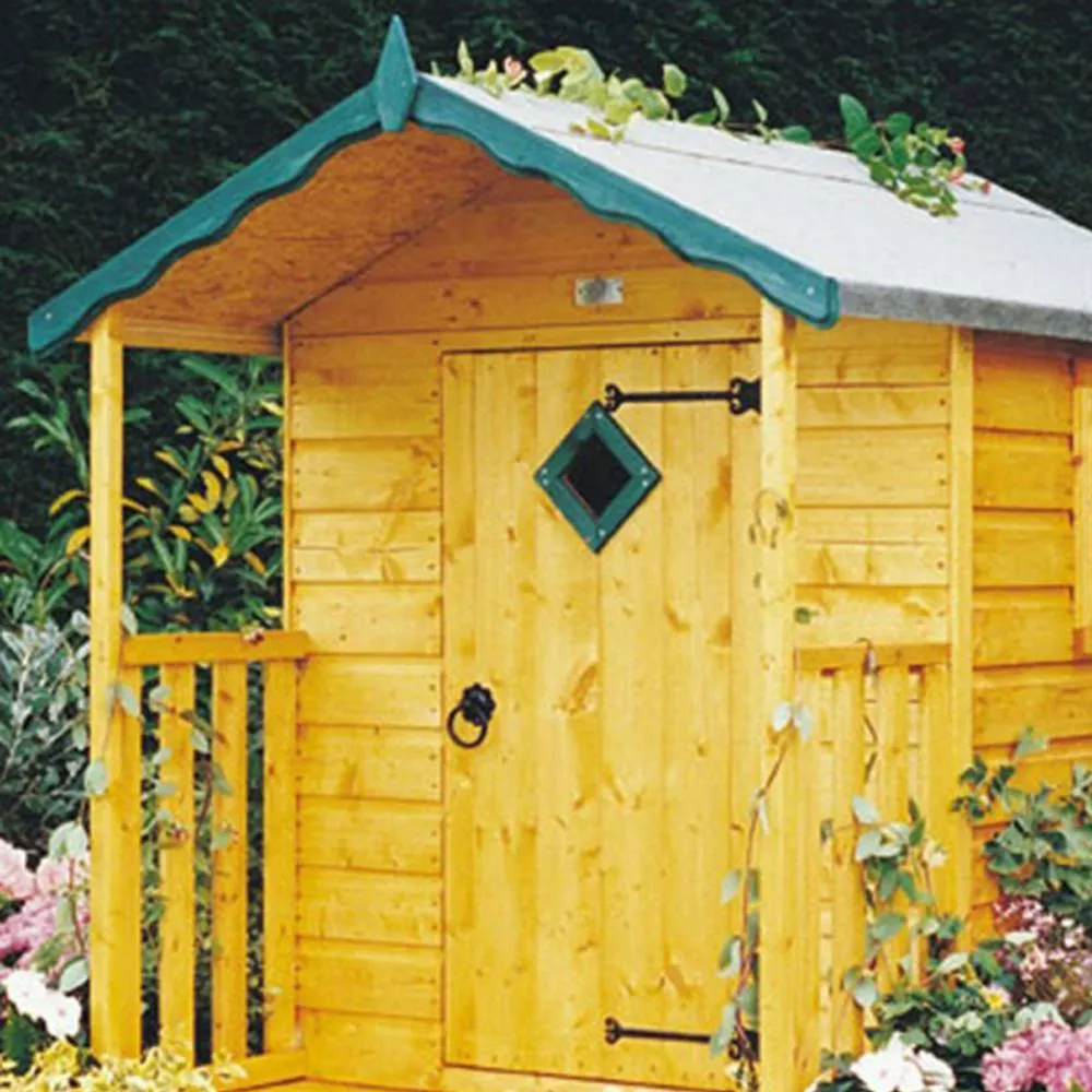 Shires Hide with Veranda Playhouse Kid's Wendy House in Light Brown 2