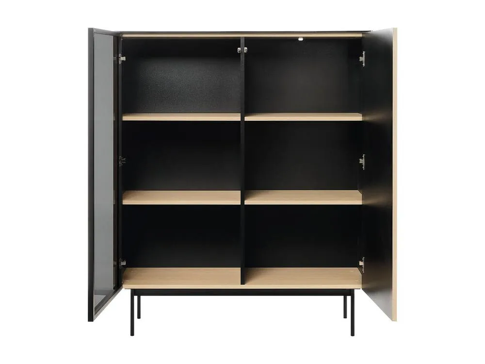 Vente-unique 2-Door Display Cabinet With Leds In MDF & Smoked Glass - H. 127 Cm in Black 6