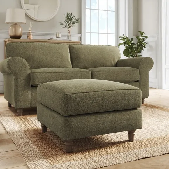 Flori Soft Chenille Footstool 1
