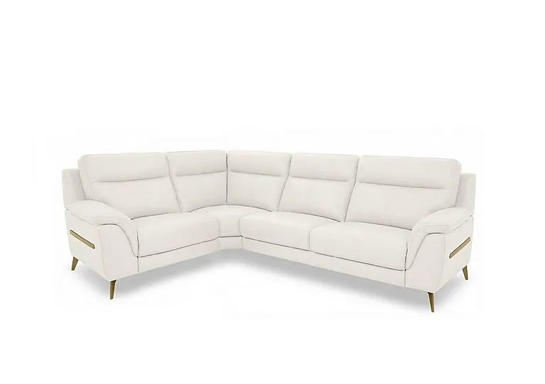 Eclipse Small Leather Left Hand Facing Corner Sofa - Star White