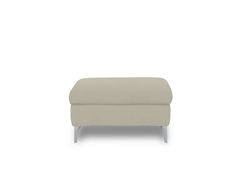 Vino Leather Large Footstool - Bone China