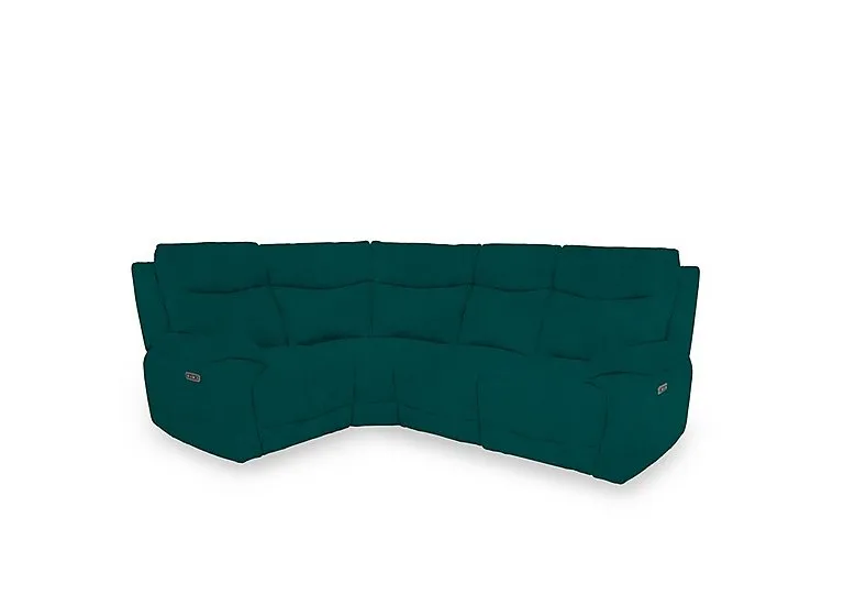 Sloane Fabric Small Power Recliner Left Hand Facing Corner Sofa with Power Headrests - Opulence Teal