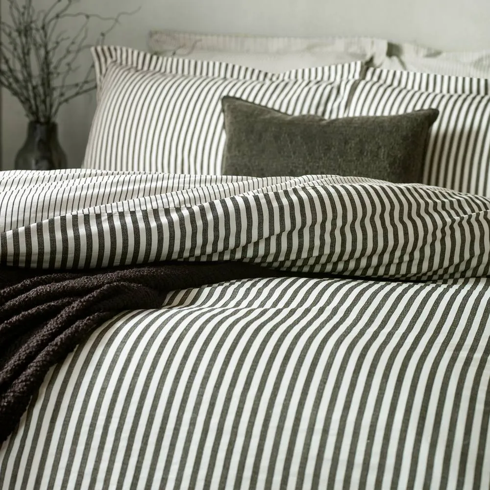 Yard Hebden Striped 100% Cotton Pillowcase Pair in Black 2