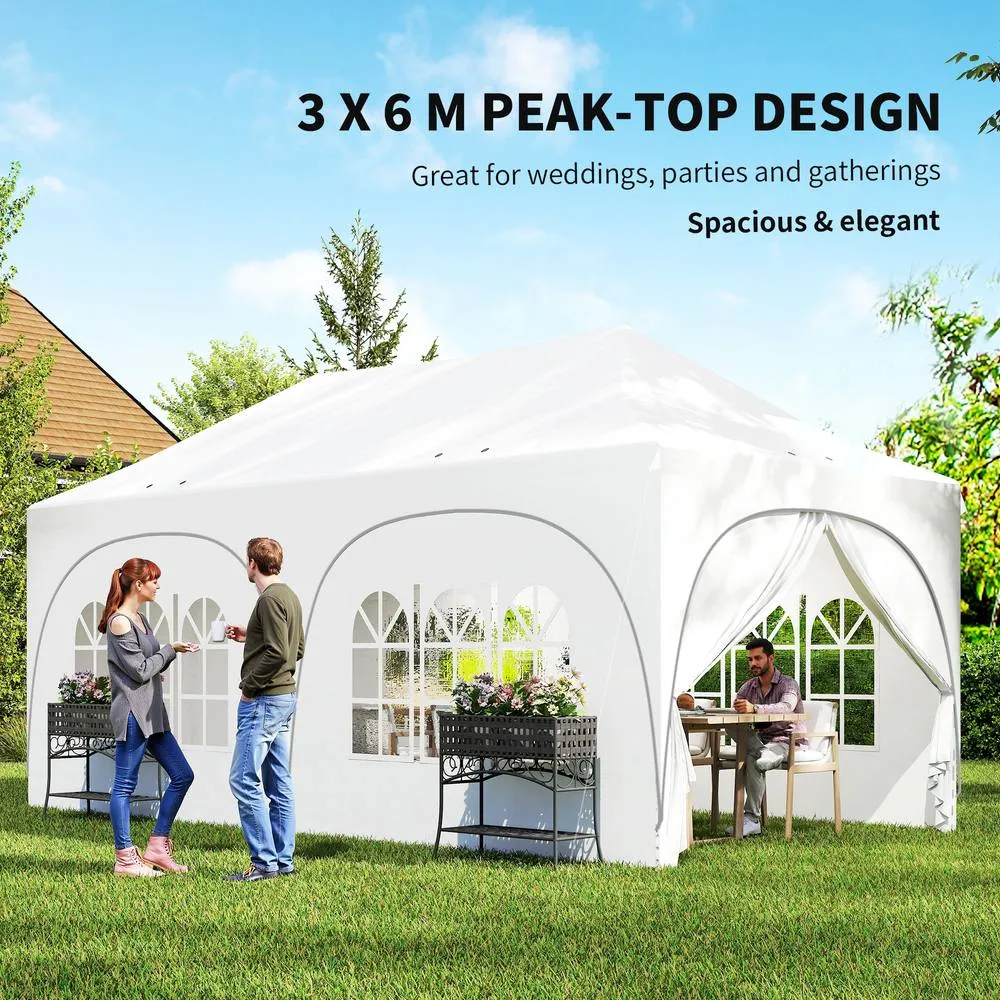 OUTSUNNY 3 x 6m Pop Up Gazebo with Sides, Peak Top Garden Party Tent Marquee 4