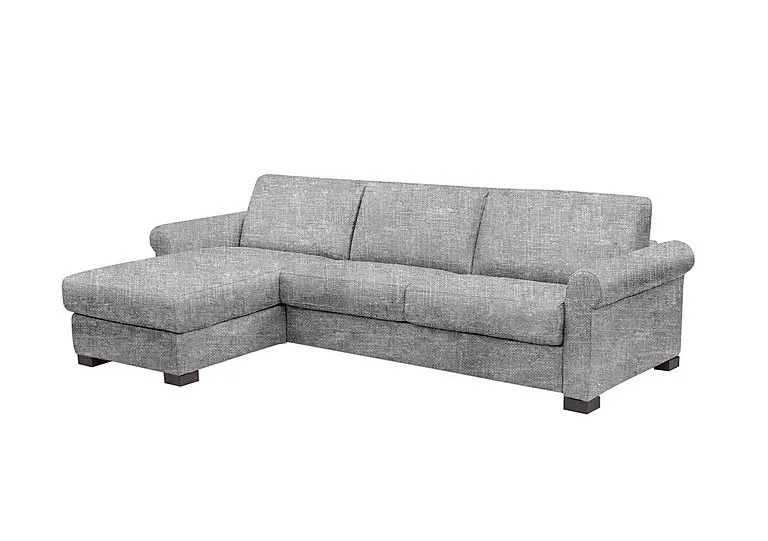 Alcova 3 Seater Left Hand Facing Fabric Sofa Bed and Storage Chaise with Scroll Arms - Light Grey - Sofas and Armchairs - In Time for Christmas