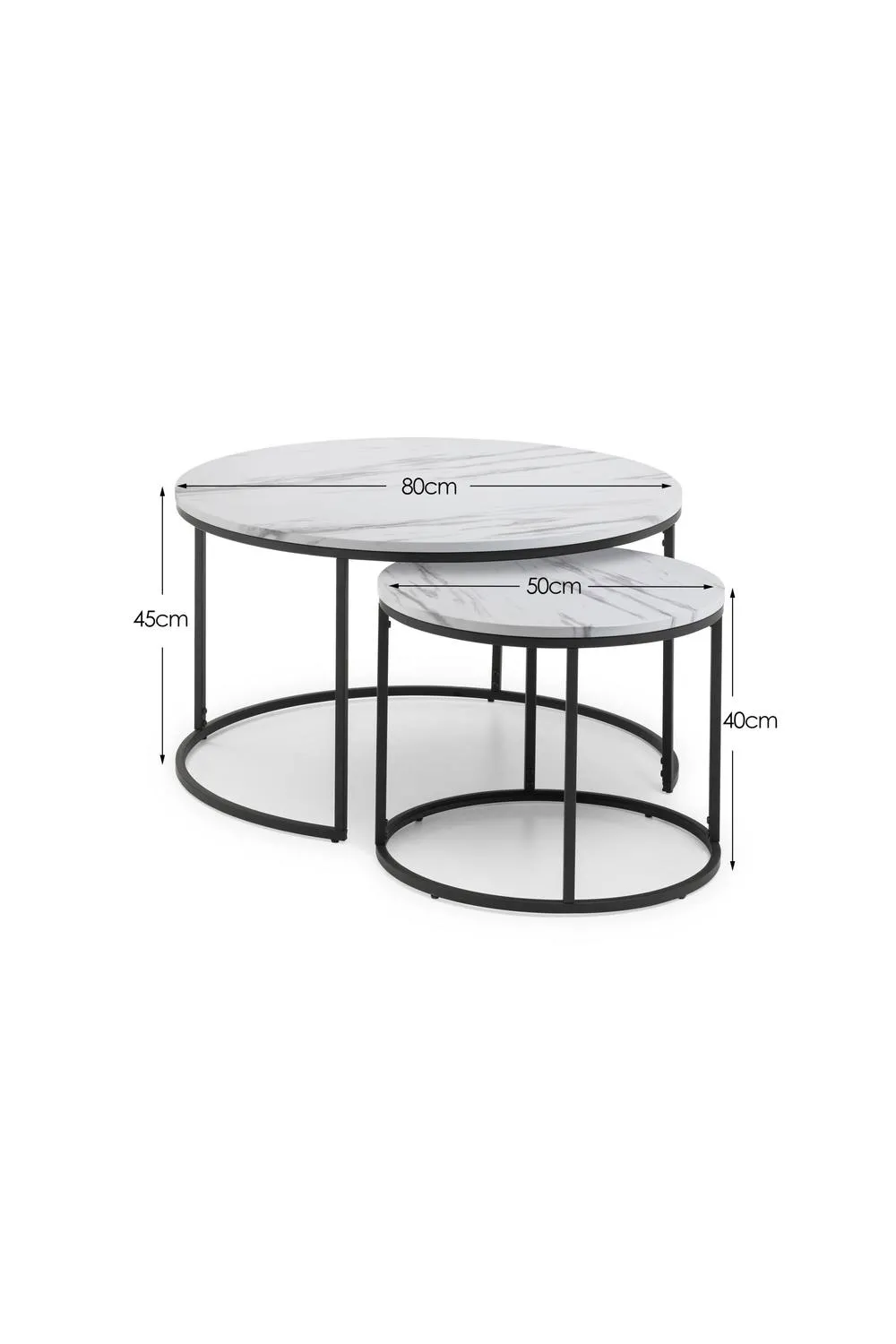 Julian Bowen Bellini Round Nest of 2 Coffee Tables in White 5
