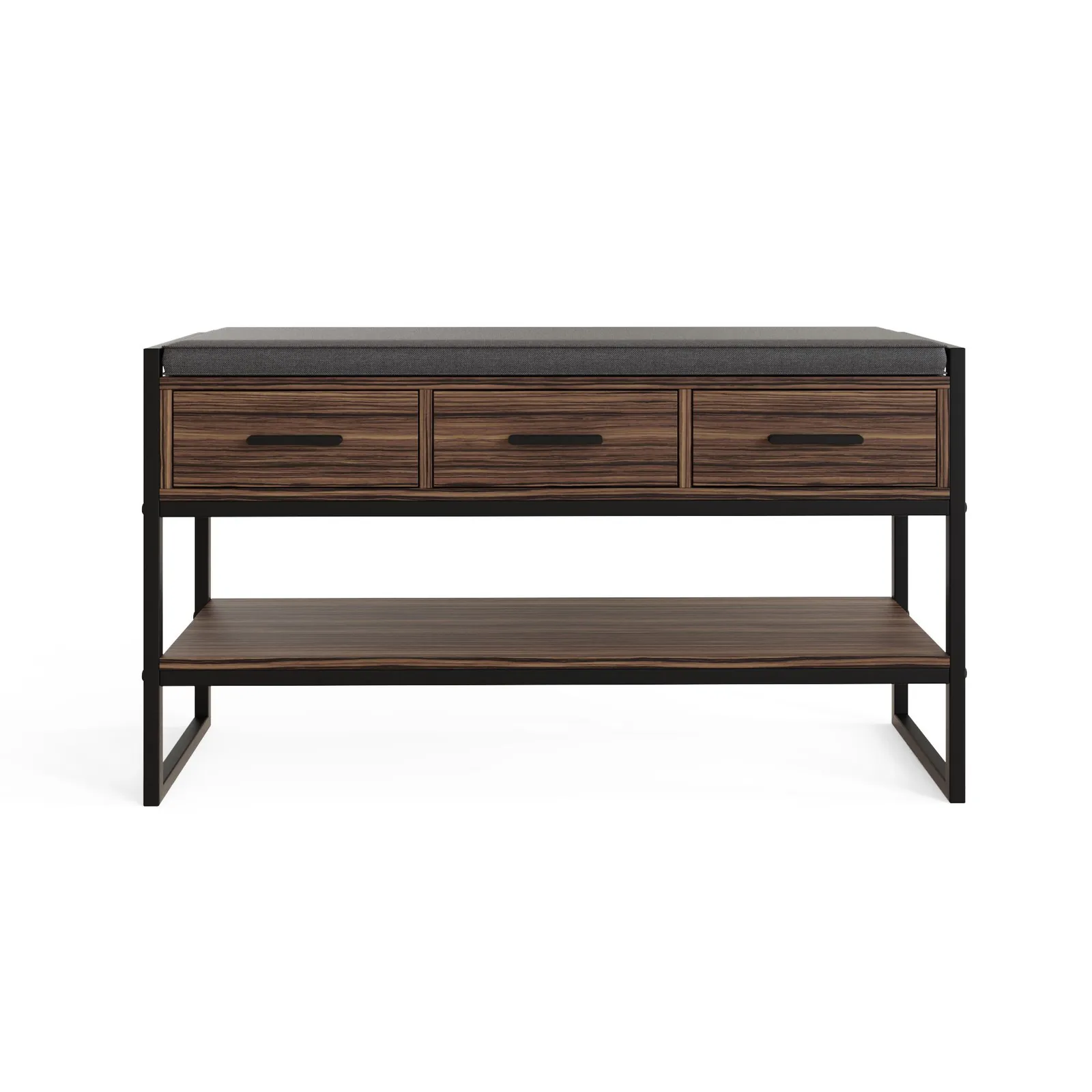 GFW Quinn Industrial Shoe Bench with Storage in Walnut 4