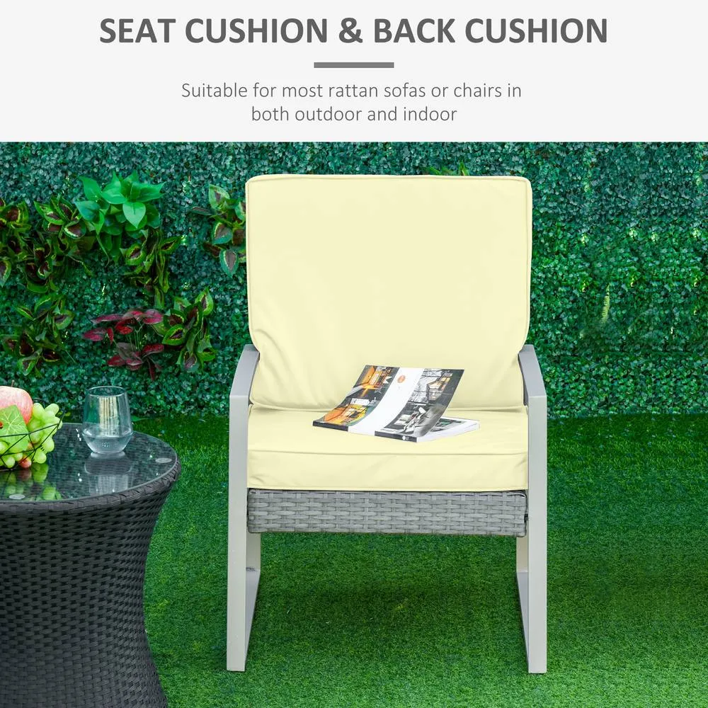 OUTSUNNY Outdoor Seat & Back Cushion Set Replacement Cushions in Cream 4
