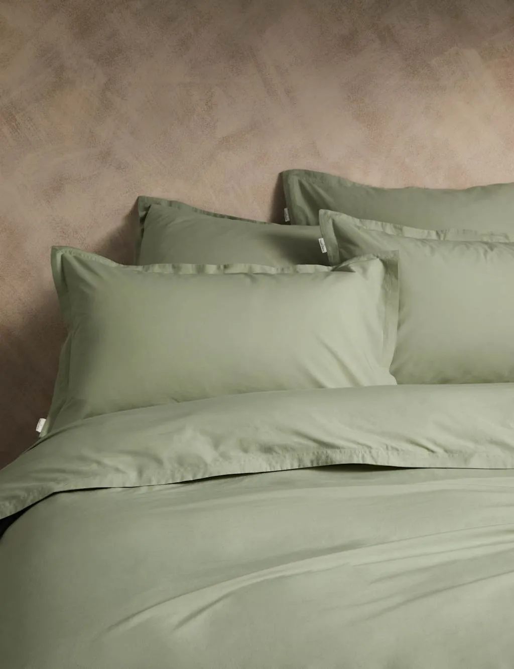 M&S X Fired Earth Washed Cotton Duvet Cover Weald Green
