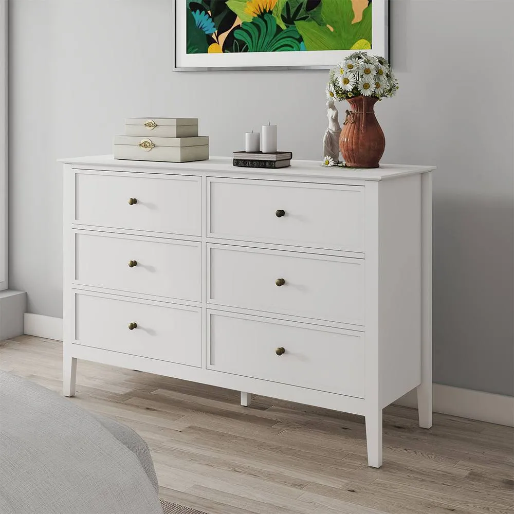 Melody Maison White 6 Drawer Chest Of Drawers - Rowley White Range