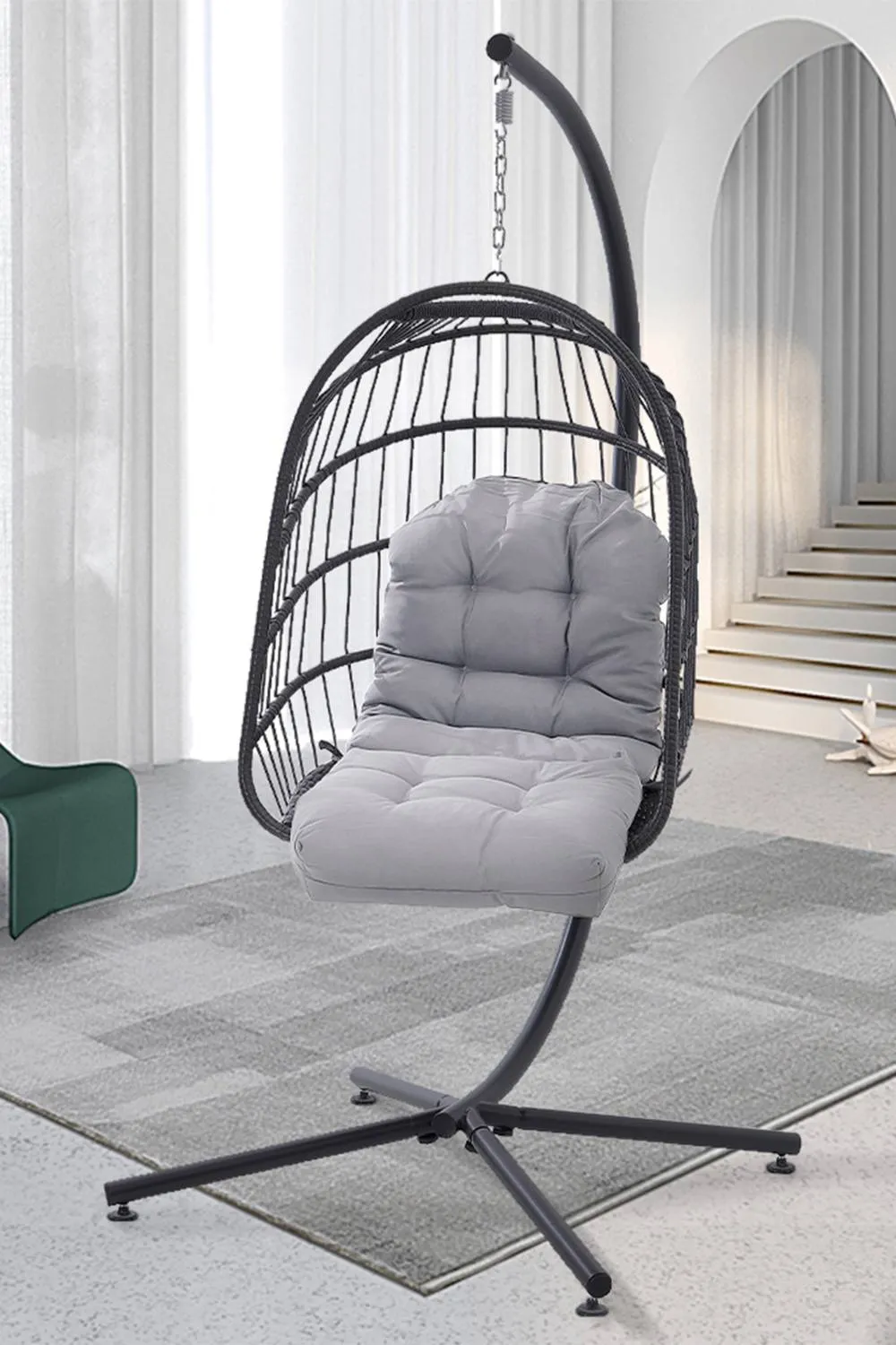 Living and Home 110cm W x 48cm D Light Grey Garden Swing Seat Cushion