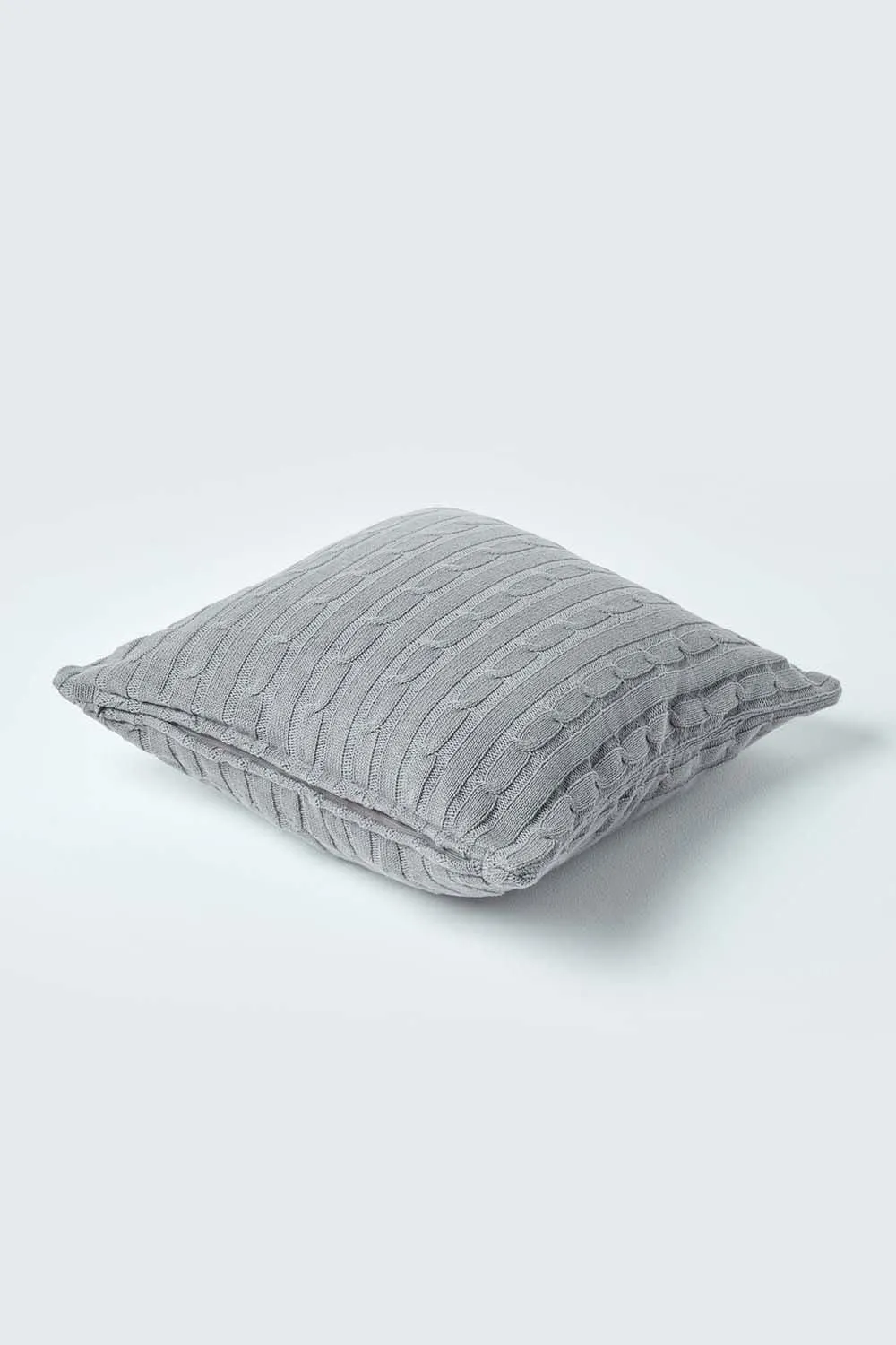Homescapes Cotton Cable Knit Cushion Cover, 45 x 45 cm in Grey 3