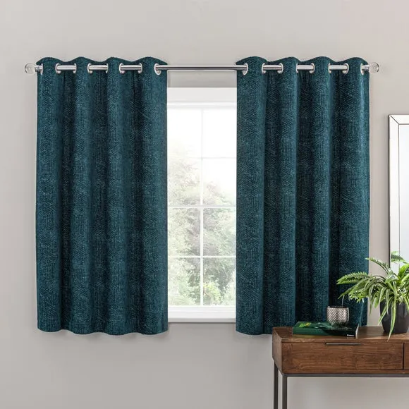 Chenille Geo Eyelet Curtains 5