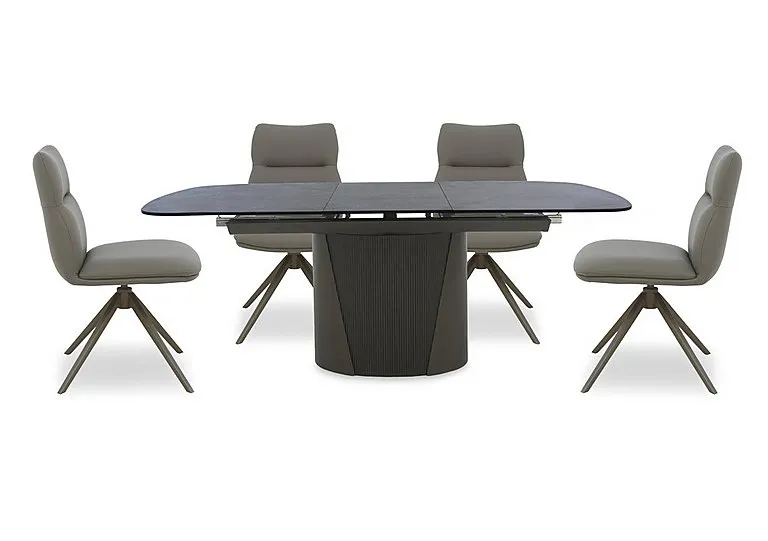 Icon Bronze Extending Dining Table and 4 Diva Chairs with Bronze legs - 160-cm