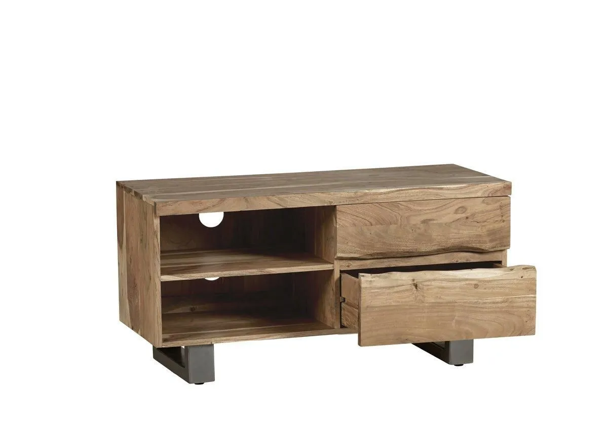IH Design Wollaston Natural Essential Live Edge Small TV Unit in Brown 3