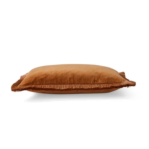 Fringed Cotton Velvet Cushion 6