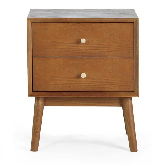 Return - Lowry 2 Drawer Bedside Table, Dark Wood 3