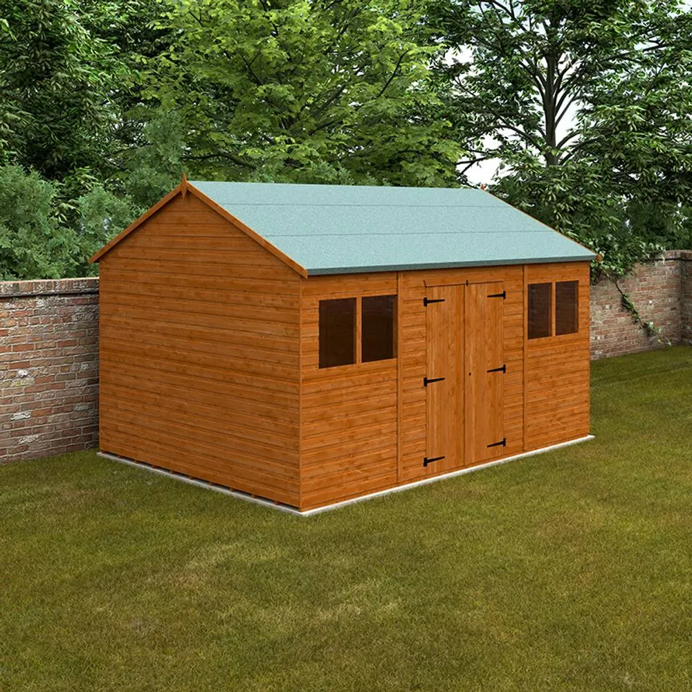 Buttercup Farm 14 x 10 Feet Workman Apex 12mm Shed - Solid Wood/Softwood/Pine in Burnt Orange 2