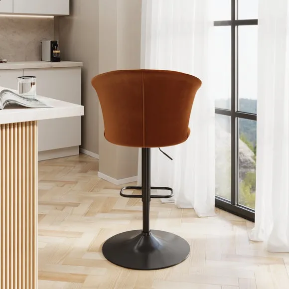 Kendall Bar Stool with Black Legs, Velvet 6