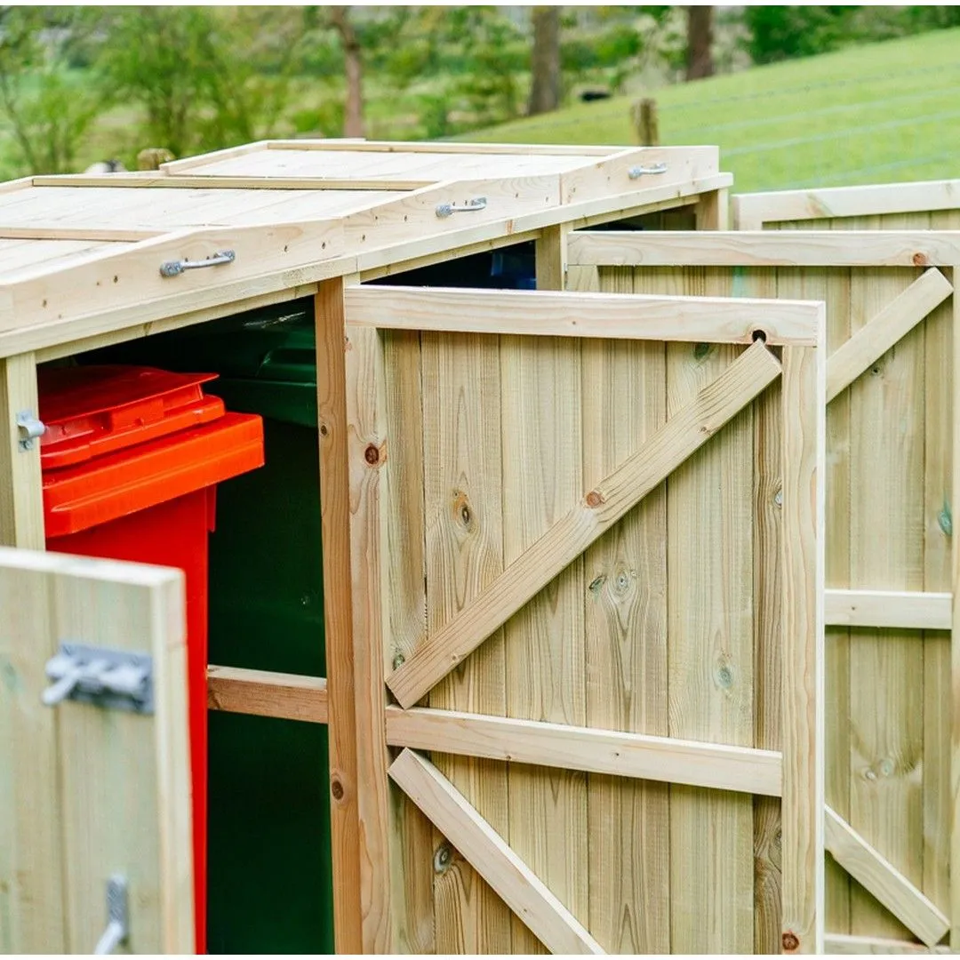 Buttercup Farm Shireburn Sextet Wheelie Bin Store, Timber, Fits 6 x 360L Wheelie Bins in Brown 4