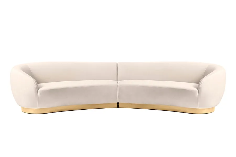 Equinox Six Seat Sofa – Chalk – Brushed Brass Base