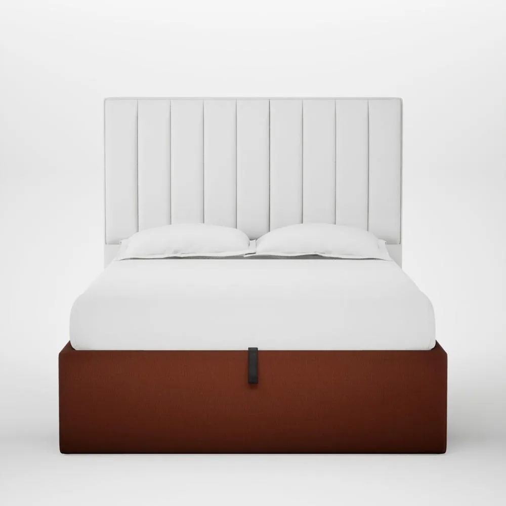 Heal's Lift Storage Divan Double Smart Cotton Linen Rust Black Feet 1