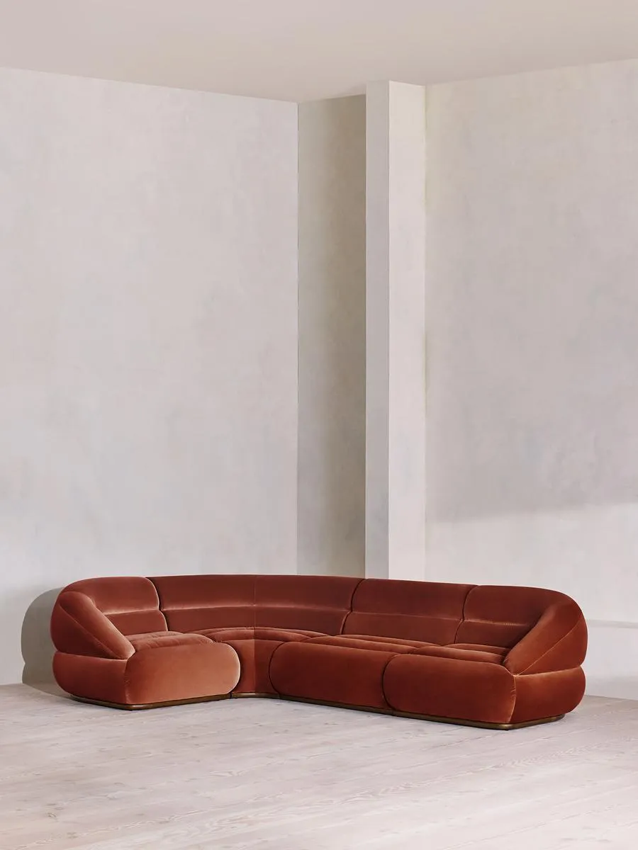 Edison Modular Sofa, L-Shape Sofa, Velvet, Rust