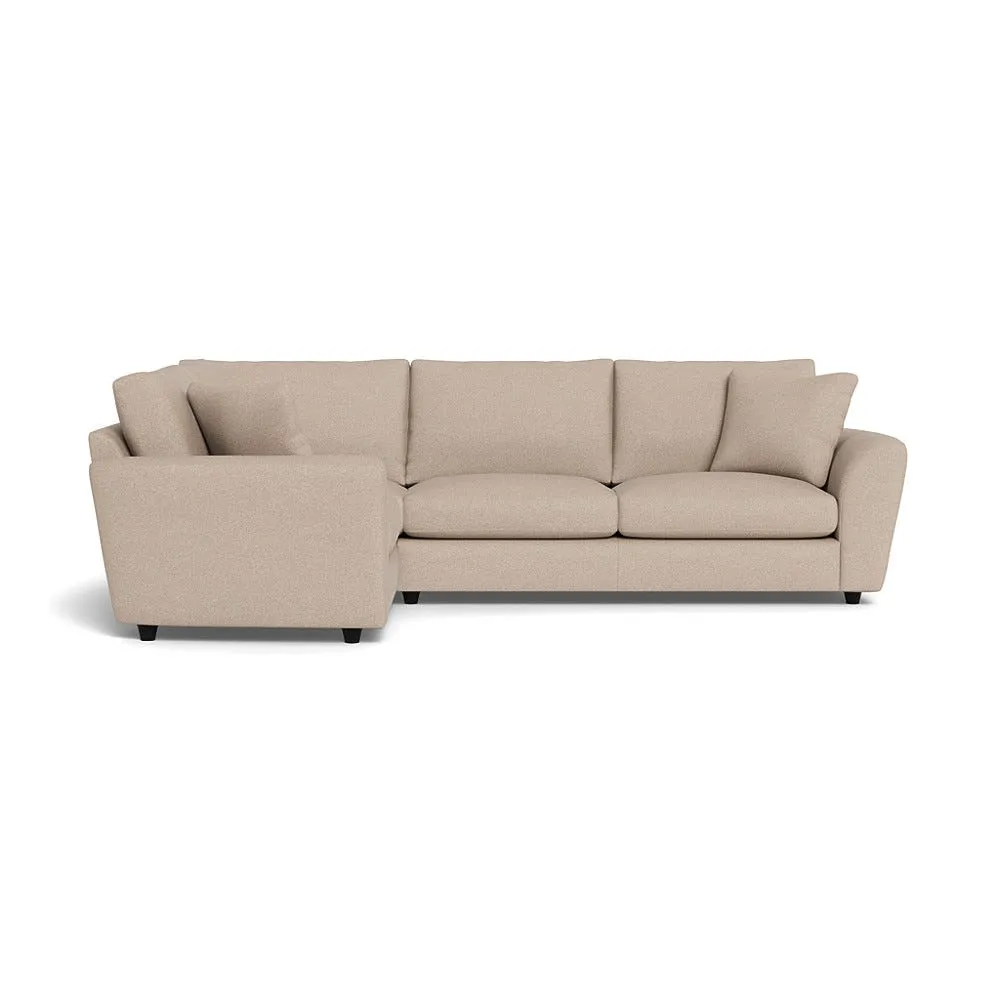 Heal's Snooze Left Hand Facing Corner Sofa Boucle Tweed Pearl Black Feet 1