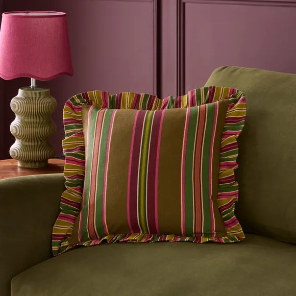 Printed Stripe Square Cushion Cover