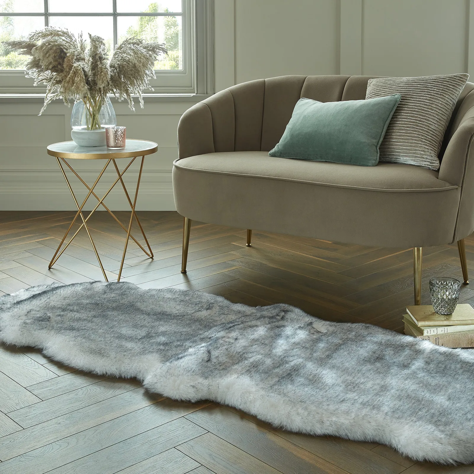 Copenhagen Double Pelt Faux Fur Rug Copenhagen Natural